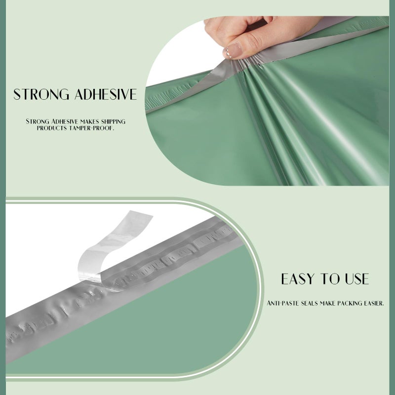 Metronic Large Poly Mailers 14.5x19 50PC  Waterproof Shipping Bags for Clothing  Tear-resistant Shipping Supplies for Small Business  Strong Ahensive Self Seal Mailing envelopes in Grayed Jade Green - Image 3